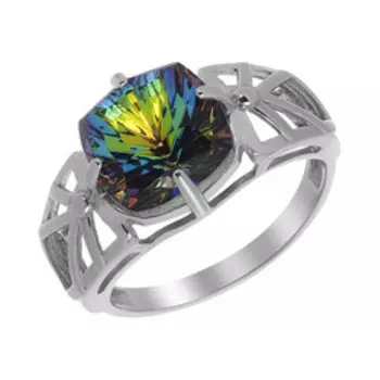 Серебряное кольцо с зеленым кристаллом Swarovski