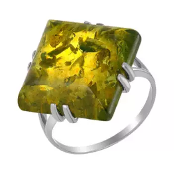 Серебряное кольцо с зеленым янтарем