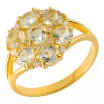 Серебряное кольцо с зелеными аметистами и фианитами