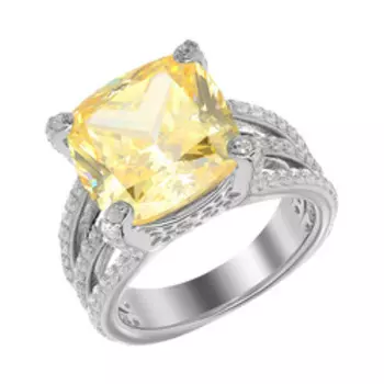 Серебряное кольцо с желтым и бесцветным кубическим цирконием