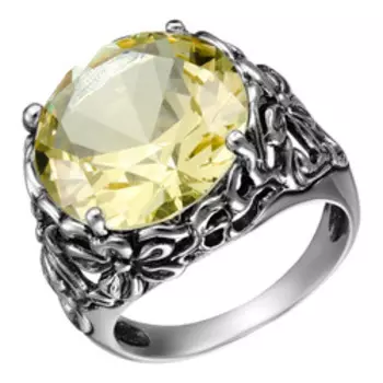 Серебряное кольцо с желтым кварцем