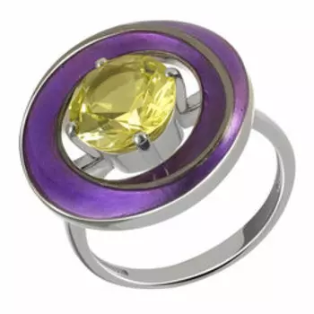 Серебряное кольцо с желтым ситаллом и эмалью