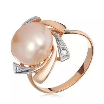 Серебряное кольцо с жемчугом и бриллиантами