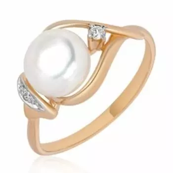 Серебряное кольцо с жемчугом и бриллиантами