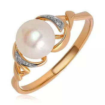 Серебряное кольцо с жемчугом и бриллиантами