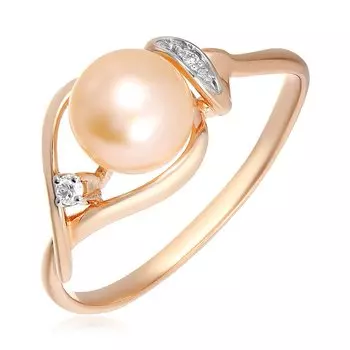 Серебряное кольцо с жемчугом и бриллиантами