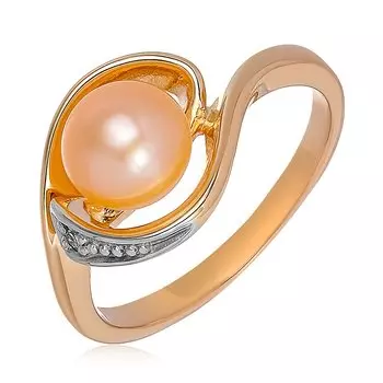 Серебряное кольцо с жемчугом и бриллиантом