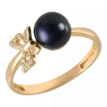 Серебряное кольцо с жемчугом и фианитами