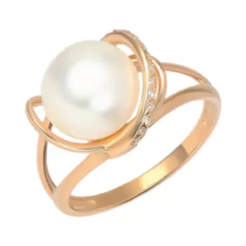 Серебряное кольцо с жемчугом и фианитами