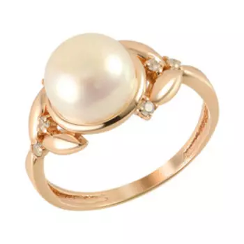 Серебряное кольцо с жемчугом и фианитами