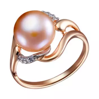 Серебряное кольцо с жемчугом и фианитами