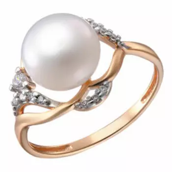 Серебряное кольцо с жемчугом и фианитами