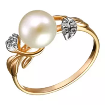 Серебряное кольцо с жемчугом и фианитами