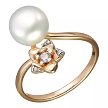 Серебряное кольцо с жемчугом и фианитами