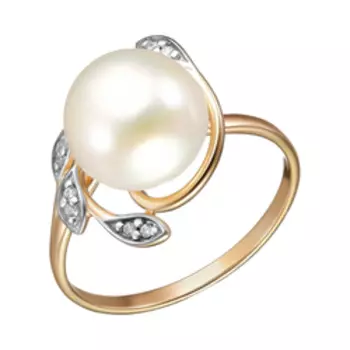 Серебряное кольцо с жемчугом и фианитами