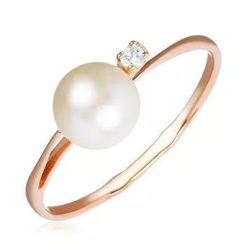 Серебряное кольцо с жемчугом и фианитом