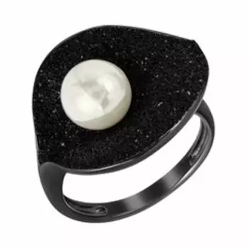 Серебряное кольцо с жемчугом и глиттером