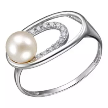 Серебряное кольцо с жемчугом и кубическим цирконием