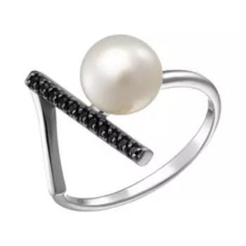 Серебряное кольцо с жемчугом и шпинелью