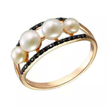 Серебряное кольцо с жемчугом и шпинелью