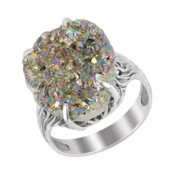 Серебряное кольцо с жеодой кварца