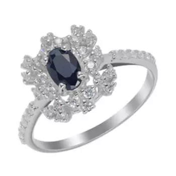 Серебряное кольцо со шпинелью и фианитами