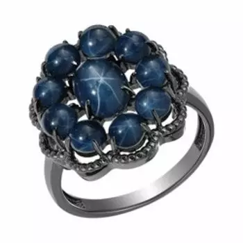 Серебряное кольцо со звездчатыми сапфирами