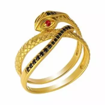 Серебряное кольцо "Змея" с рубинами