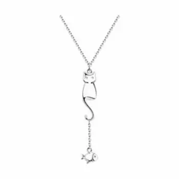 Серебряное колье "Кошка с рыбкой"