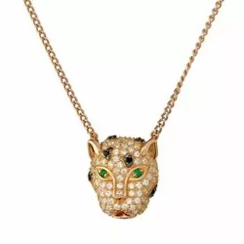 Серебряное колье "Леопард" с изумрудами