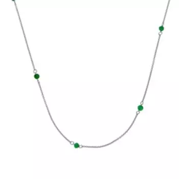 Серебряное колье с агатами и удлинением плетение "Якорное"