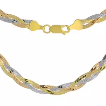 Серебряное колье с алмазной обработкой плетение "Коса"