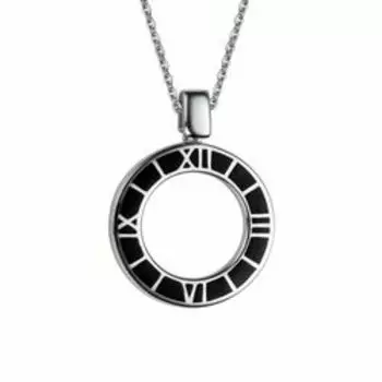 Серебряное колье с эмалью "Часы"
