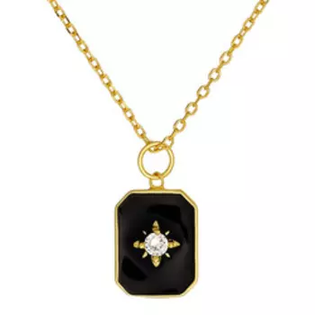 Серебряное колье с эмалью и фианитом