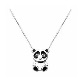 Серебряное колье с эмалью "Панда"