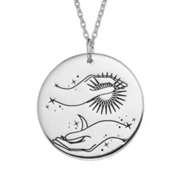 Серебряное колье с эмалью "Влюбленные"