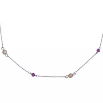 Серебряное колье с аметистами и жемчугом