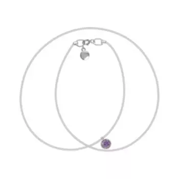 Серебряное колье с аметистом на леске