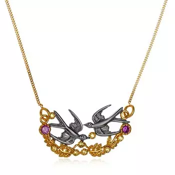 Серебряное колье с цитринами