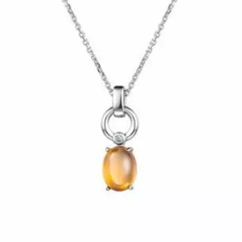 Серебряное колье с цитрином и фианитом