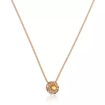 Серебряное колье с цитрином плетение "Ролло"