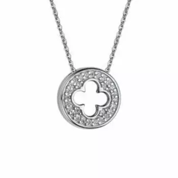 Серебряное колье с фианитами "Клевер"