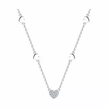 Серебряное колье с фианитами "Сердце"