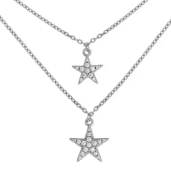 Серебряное колье с фианитами "Звезды"