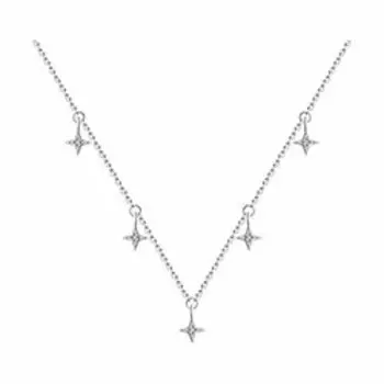 Серебряное колье с фианитами "Звезды"