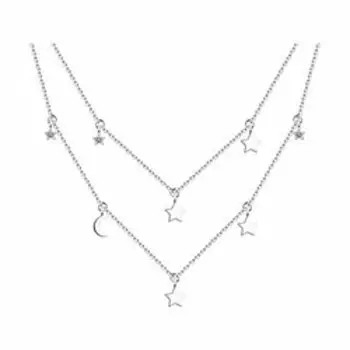 Серебряное колье с фианитами "Звезды и луна"