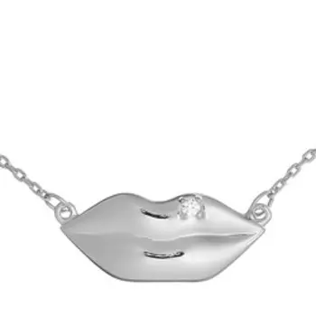 Серебряное колье с фианитом "Губы"