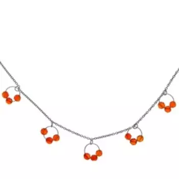 Серебряное колье с карнелианами плетение "Якорное"