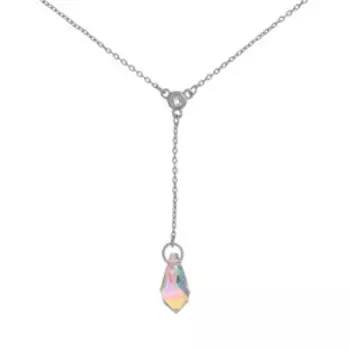 Серебряное колье с кристаллом Swarovski и кубическим цирконием