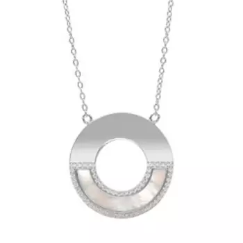 Серебряное колье с перламутром и фианитами